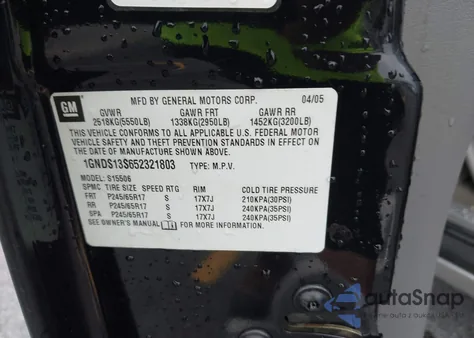 2005 Chevrolet Trailblazer Ls/Lt z USA, uszkodzony, nr VIN 1GNDS13S652321803